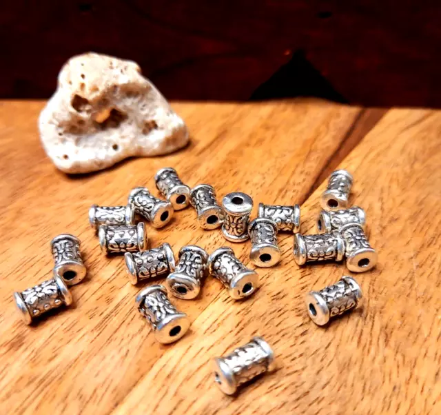 20 Spacer Perlen Zwischen Perlen Schmuck DIY Basteln silberfarben Röhre (14)