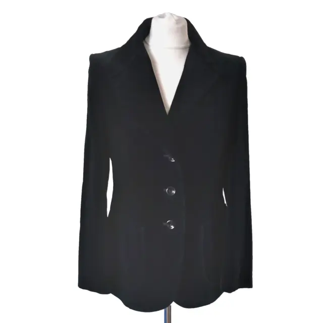 ST MICHAEL VINTAGE VELVET JACKET COTTON BLAZER UK 12 BLACK 70s 80s M&S Ladies