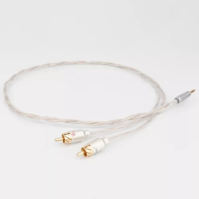 OCC Copper Silver Plated AUX Cable 3.5mm Plug RCA Audio HiFi Stereo Jack Cord