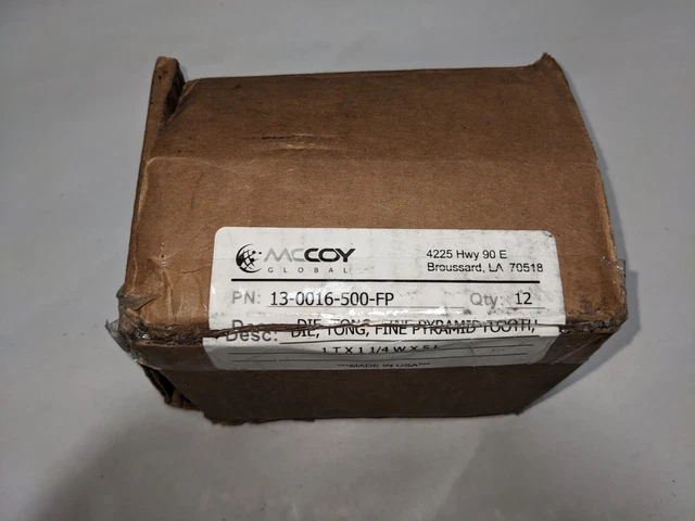 McCoy Global 13-0016-500-FP Tong Die 1.25" X 1.25" X 5"