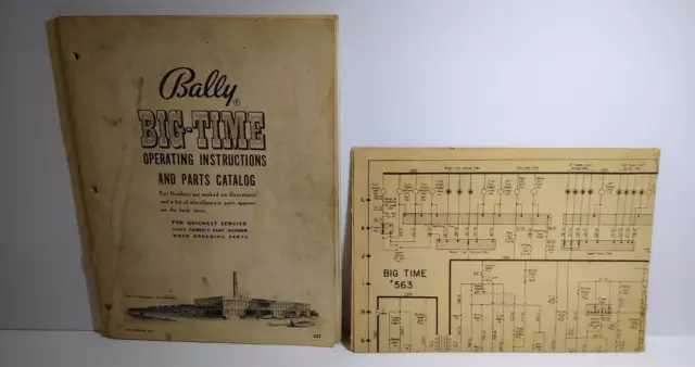 Big Time Pinball Bingo Machine Original Service Manual And Schematic 1956
