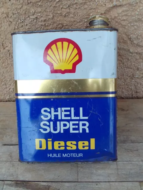 Ancien Bidon d'huile vide   Shell  super diesel