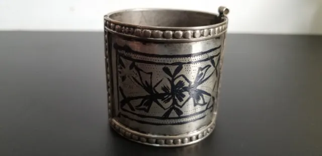 antique Silver Niello Ottoman Tribal Cuff Bracelet handmade 72