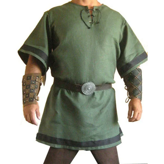 Tunica Abbigliamento Uomo Retro Medievale Rinascimento Pirata Vichinga Costume Top