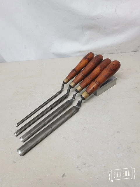 VINTAGE (4) BUCK Bros Cabinet Makers Crank Neck Gouge Chisels, 3/4", 5/ ...
