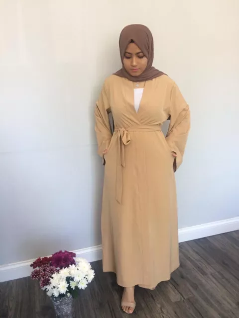 Muslim Women Lady Dubai Kaftan Open Front Cardigan Abaya Long Dress Islamic Robe