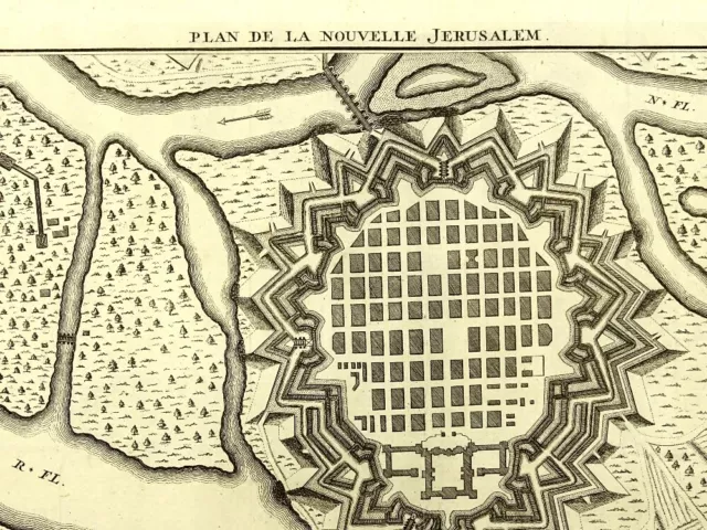 MANNHEIM BEFESTIGUNGS JERUSALEM  Orig anonymer Kupferstich ca. 1760