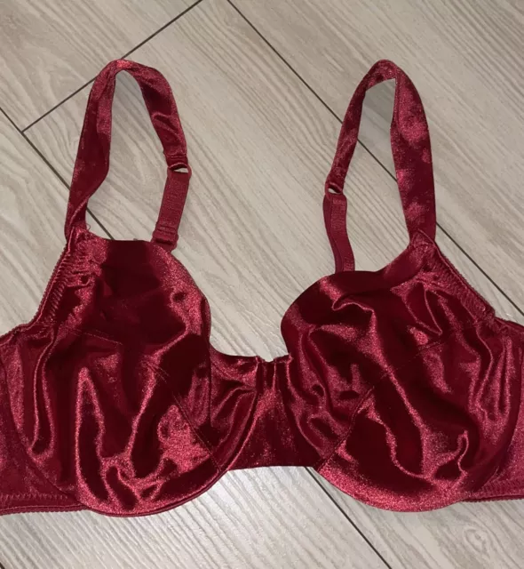 Vtg Victorias Secret Gold Label 1816 Second Skin Satin Bra UW Womens 36C Red 3