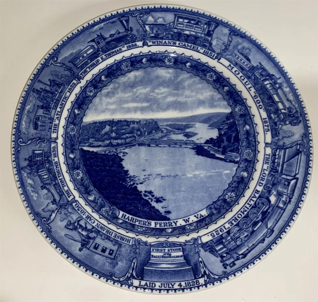 Scammell Lamberton Baltimore & Ohio Railroad china 9" plate Harpers Ferry Legend