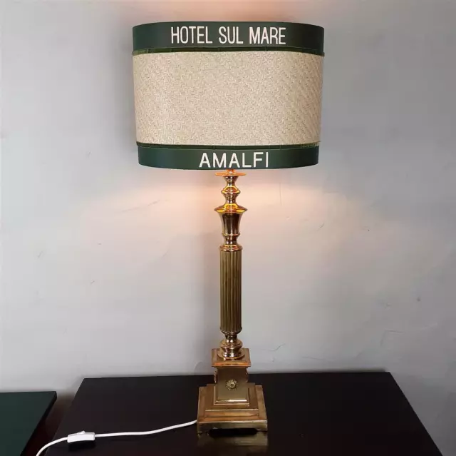 alte Tischlampe Lampenfuß Messing mit neuem Lampenschirm 63 cm