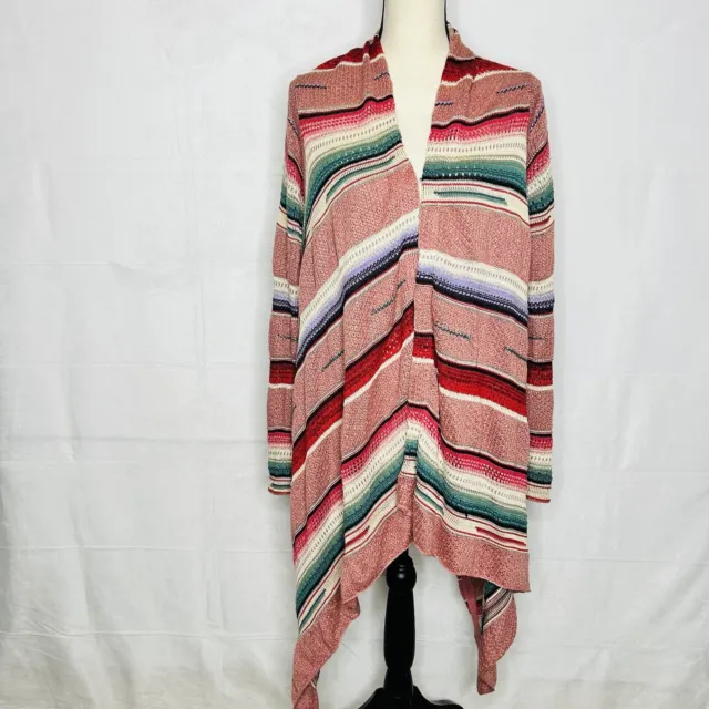 Polo Ralph Lauren Womens Striped Open Front Duster Linen-Blend Cardigan Size S
