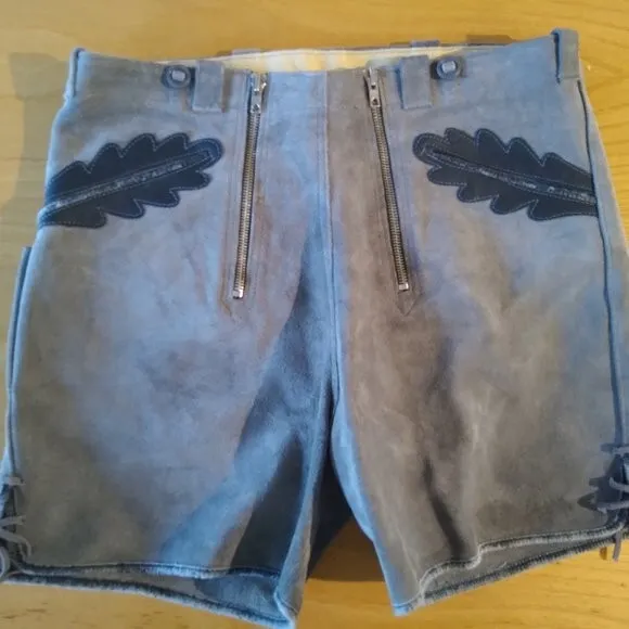 Vintage Bavarian German Lederhosen Oktoberfest Suede Leather Shorts