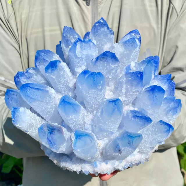 10.8LB New Find Blue Phantom Quartz Crystal Cluster Mineral Specimen Healing.