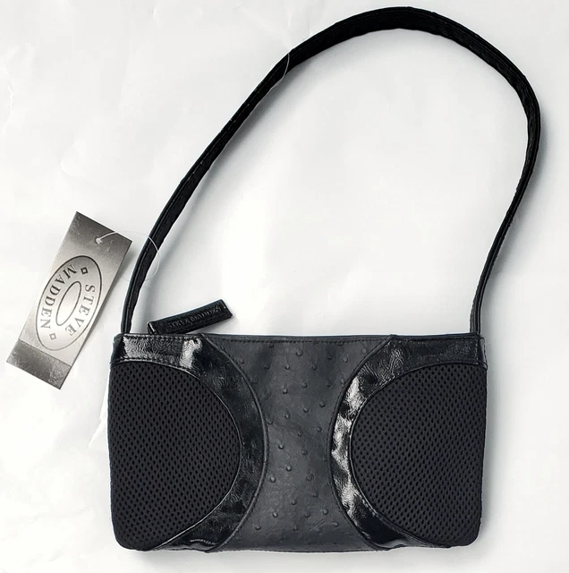 1990s 2000s Vintage New Steve Madden Small Black Purse Bag Shoulderbag Vegan