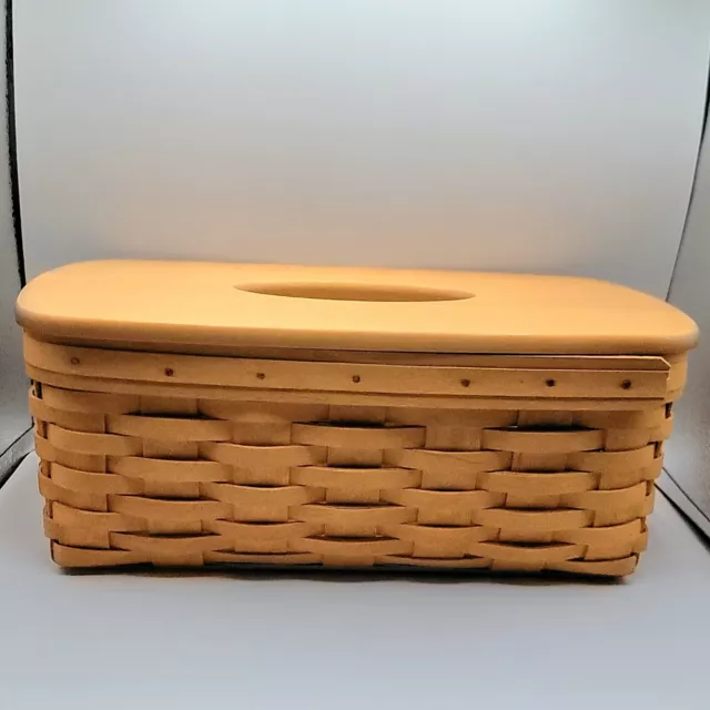 Vintage Longaberger Tissue Basket Box with Lid Rectangle for Boxed Tissues Plain
