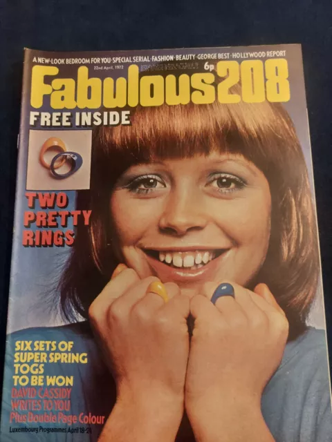 Vintage FABULOUS 208 Magazine 22 APRIL 1972 David Cassidy Poster George Best 71