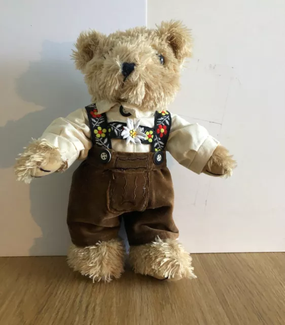 Vintage jointed teddy bear in traditional austrian/ bavarian costume used