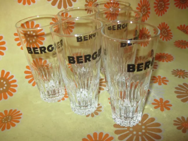 Lot Ancien BERGER ANISETTE 6 VERRES + GRAND CENDRIER + BEC VERSEUR Pastis Ricard 3