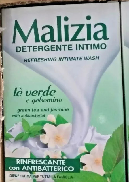 12 pz Malizia Detergente Intimo Tè Verde Gelsomino Rinfrescante Antibatterico