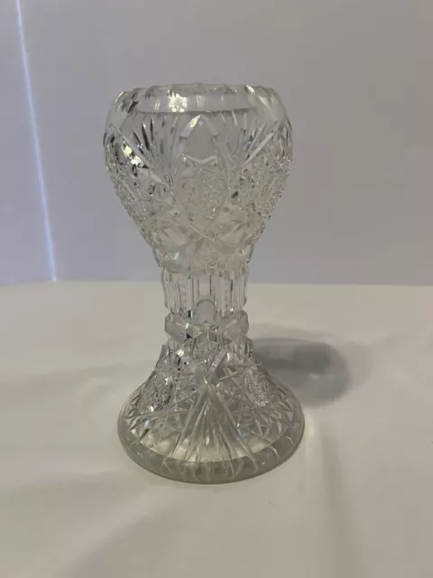 American Brilliant Period ABP Cut Glass Crystal Vase saw tooth edge