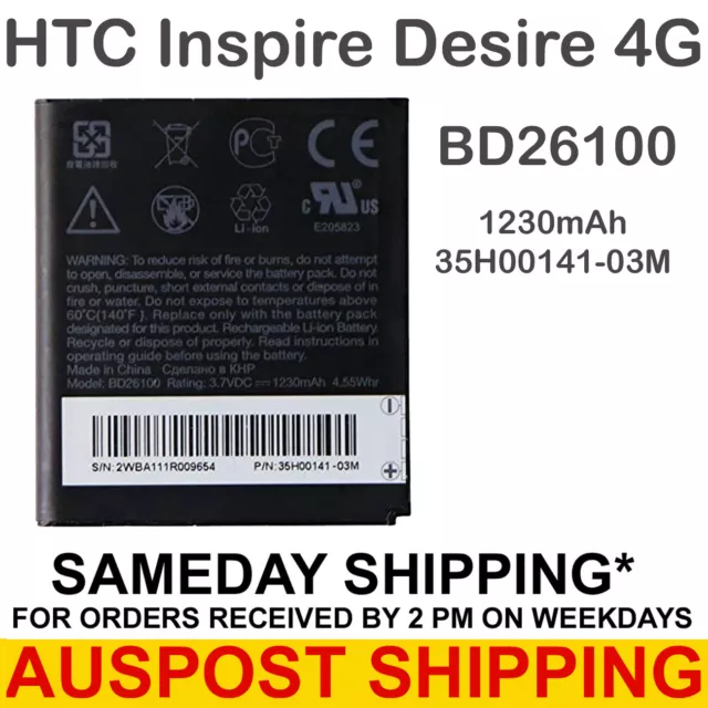 HTC Inspire Desire 4G BD26100 OEM Li-ion Phone Battery 1230mAh 35H00141-03M