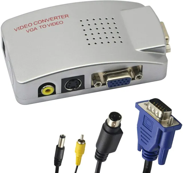 Convertitore Adattatore Video Da Vga a Av, Rca,s-Video Per Monitor Pc Proiettor