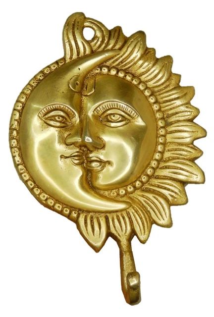 Lord Sun Moon Carved Victorian Style Handmade Brass Cloth Towel Wall Hanger Hook