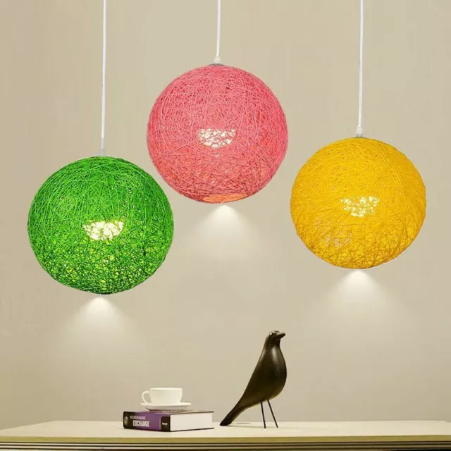 Round Hand Woven Rattan Vine Ball Pendant Lampshade Ceiling Light Lamp Shade