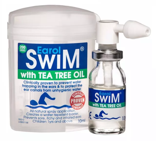 EAROL Swim Tea Tree Oil 10ml invisible ear plug antibacterial stops water dive