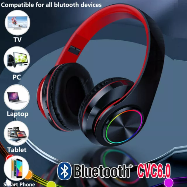 Bluetooth Wireless Headphones Noise Cancelling Over Ear Stereo Earphones 5.1