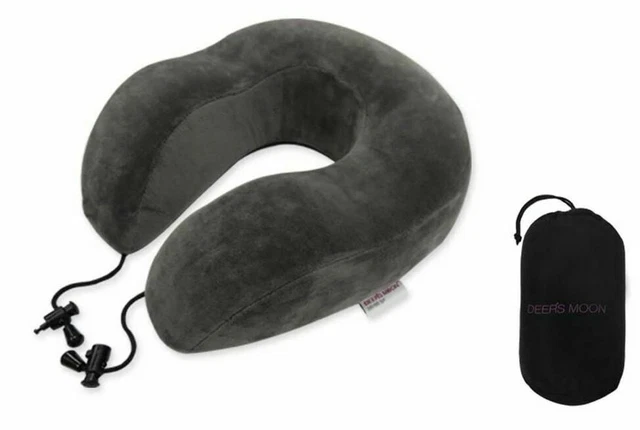 Memory Foam U Shaped Travel Sleep Neck Pillow Head Support Cushion with Bag Gray