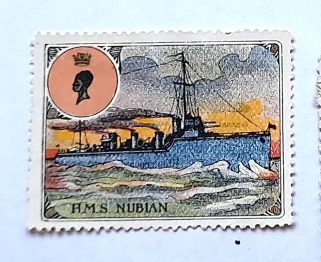 Rare  timbre de guerre  - Marine de Guerre 1914 - H.M.S. NUBIAN