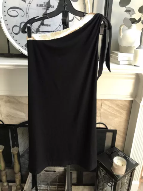 LA PERLA women's one shoulder black mini dress with sequins EU 42 / US M