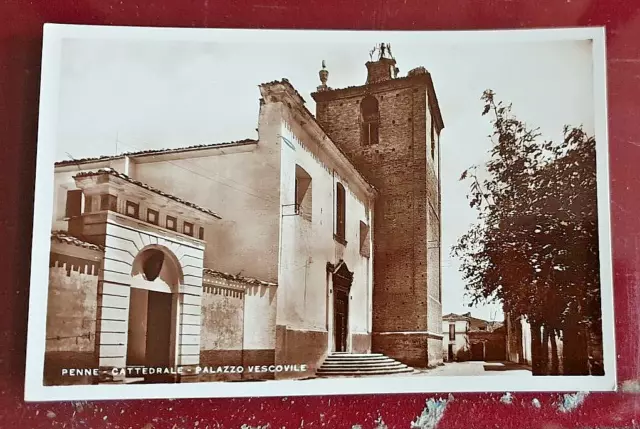 cartolina penne pescara cattedrale palazzo vescovile formato piccolo '900