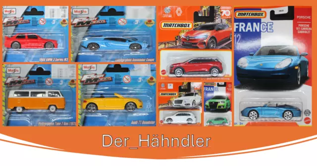 Maisto Matchbox Modellauto Audi, BMW, VW, Porsche verschiedene Modelle +NEU+OVP+