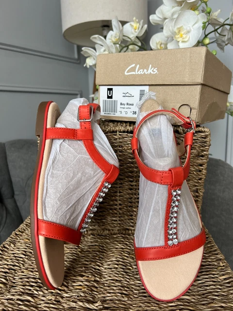 CLARKS BAY ROSA Orange Leather ladies sandals size 4.5 37.5 D New 25.00 PicClick UK