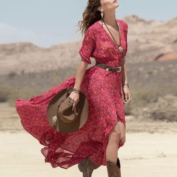 Robe bohème rouge cheap