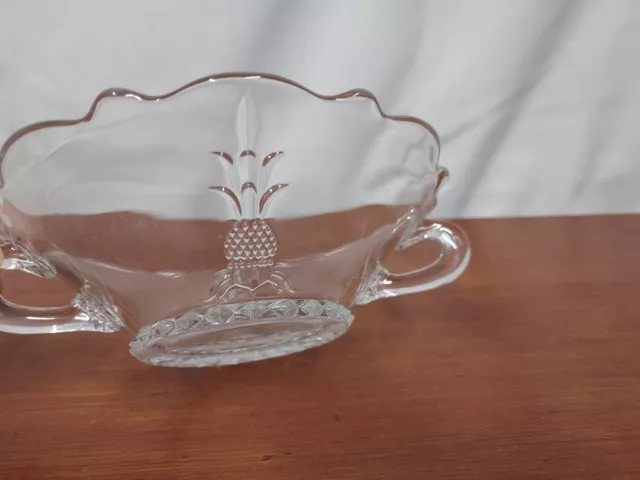 Heisey PLANTATION Pineapple Elegant Pressed Glass 2 Handled OPEN JELLY Jam Bowl 2