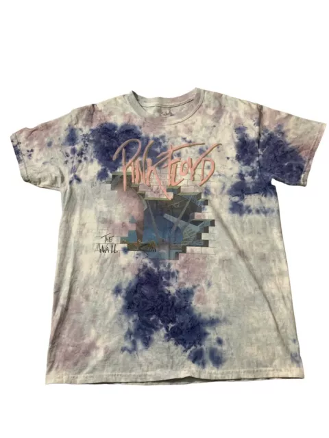 Pink Floyd T-Shirt Men’s Large L Blue Pink Tie Dye The Wall Rock Band Graphic