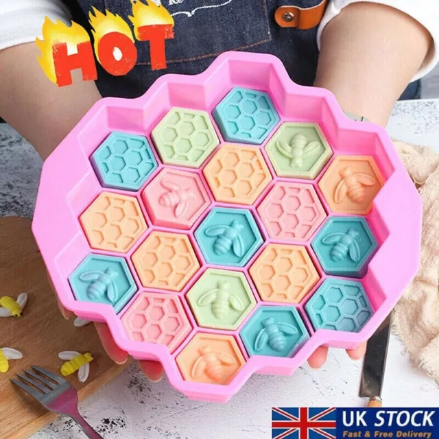 2 x 19 Cells Silicone Bee Honeycomb Chocolate Soap Candle Bakeware Mould Ice