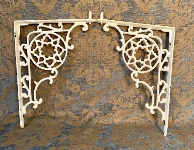 Antique Pair Cast Iron Shelf Sink Brackets - White - 9.5"H x 7" 3