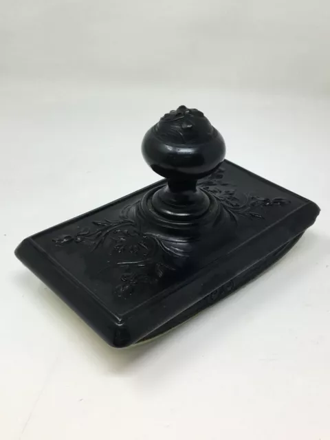 19th EME Ebonite Rocaille Louis XV Antique Buffer Ink Stamp 2