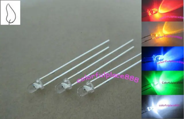 50pcs, 3mm Flickering Red Yellow Blue Green White LED Candle Leds Mix Kits New