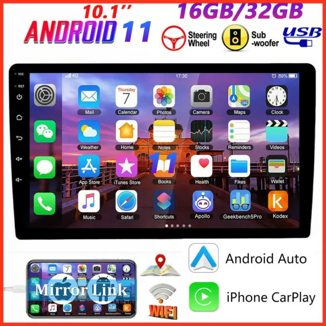 Android 11 Double Din 10.1" Car Stereo Apple CarPlay Auto Radio GPS Navi WiFi US
