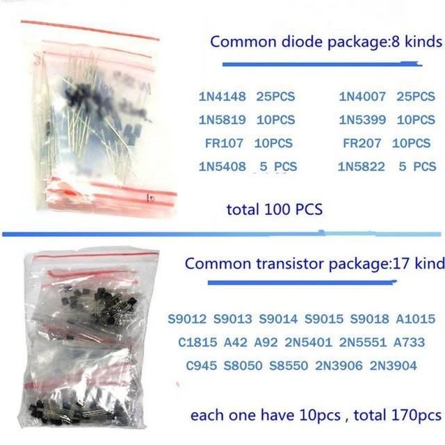 Kit Componenti Elettronici - 1500 Pezzi Con Resistenze, LED, Transistor, Condensatori E Diodi - Foto 7