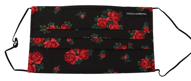 Máscara facial DOLCE & GABBANA negra floral plisada correa elástica talla única 100usd
