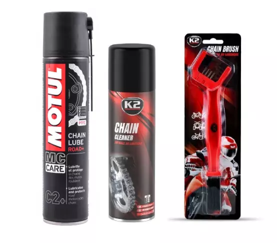 Motul Mc Care C2+ Chain Lube Road+ Kettenspray + Kettenreiniger + Kettenbürste