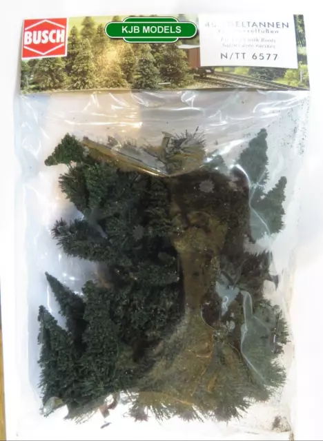 BNIB BUSCH 6577 N GAUGE 40 PINE TREES WITH BASES (30mm - 60mm High)