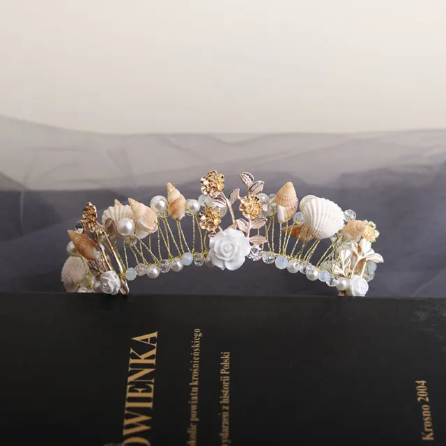 Gold Hair Band Headband crown Tiara Women Mermaid Sea Conch Shell Metal