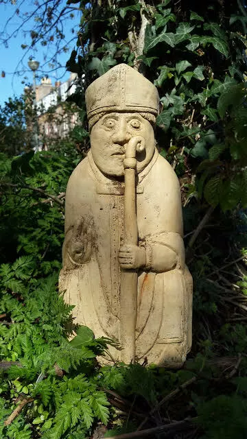 Large Cast Stone Lewis Chess Chessman Bishop Garden Ornament